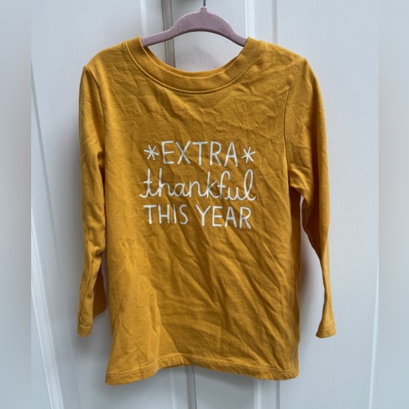 Cat & Jack 3T Girls Yellow Extra Thankful This Year Thanksgiving Long Sleeve Tee - Picture 1 of 5